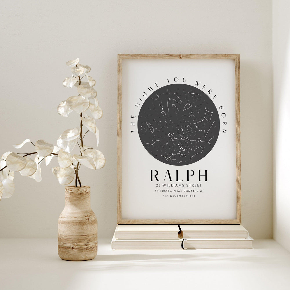 40th Birthday Gift, Star Map Print, The night you were born star map print, Star Map Gift for Birthday, Birthday Gifts for Him and Her, Map - Glam and Co 