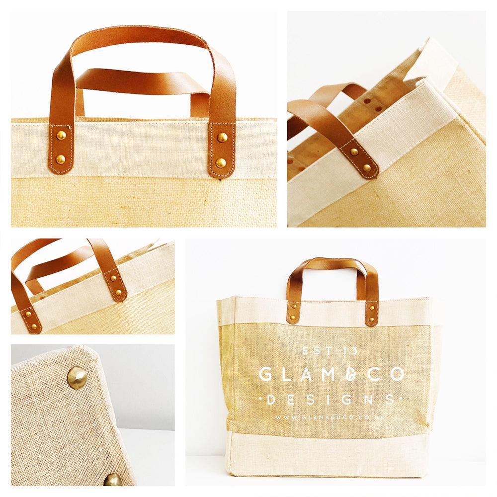 Personalised Jute Tote Bag | Custom Name - Glam and Co 