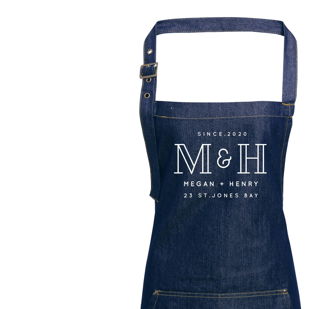 Mr and Mrs Gift Ideas | Personalised Denim Apron | Personalised Apron for Mr and Mrs | Gift ideas for Weddings | Him and Her Gift Ideas