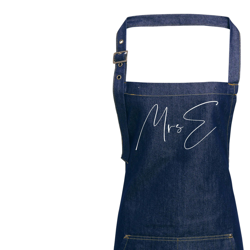 Mr and Mrs Gift Ideas | Personalised Denim Apron | Personalised Apron for Mr and Mrs | Gift ideas for Weddings | Him and Her Gift Ideas